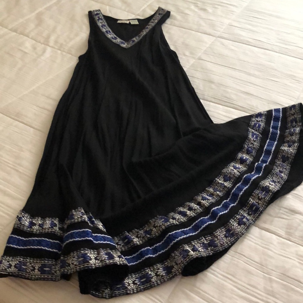 Black with beautiful embroidered multi- rows of ribbon Cover Up
